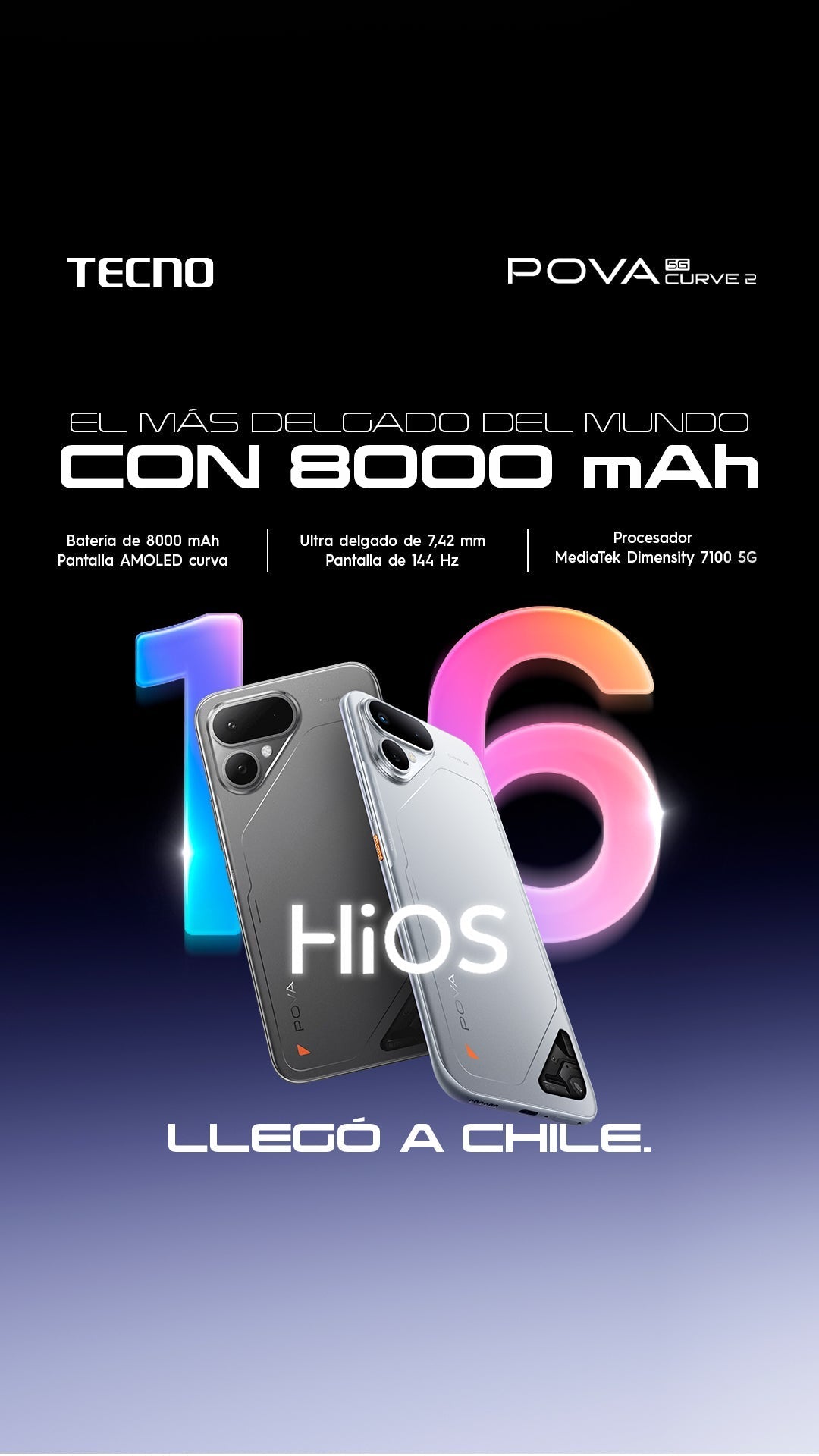 POVA Curve 2 5G: 8.000 mAh para desafiar el estándar de los smartphones premium