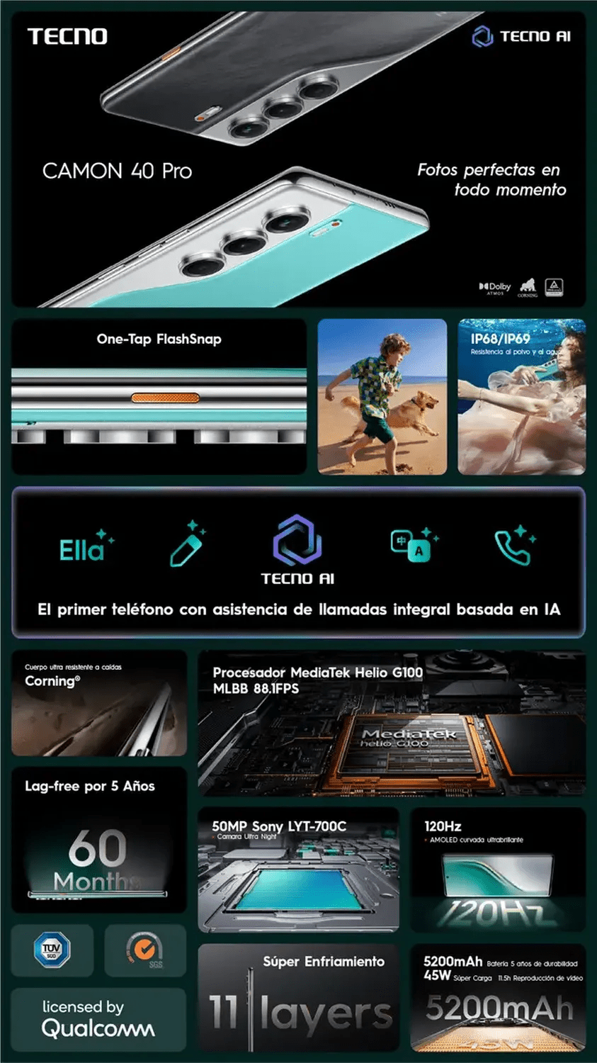 TECNO CAMON 40 PRO 5G GALAXY BLACK - Tecno-Mobile Tienda Chile