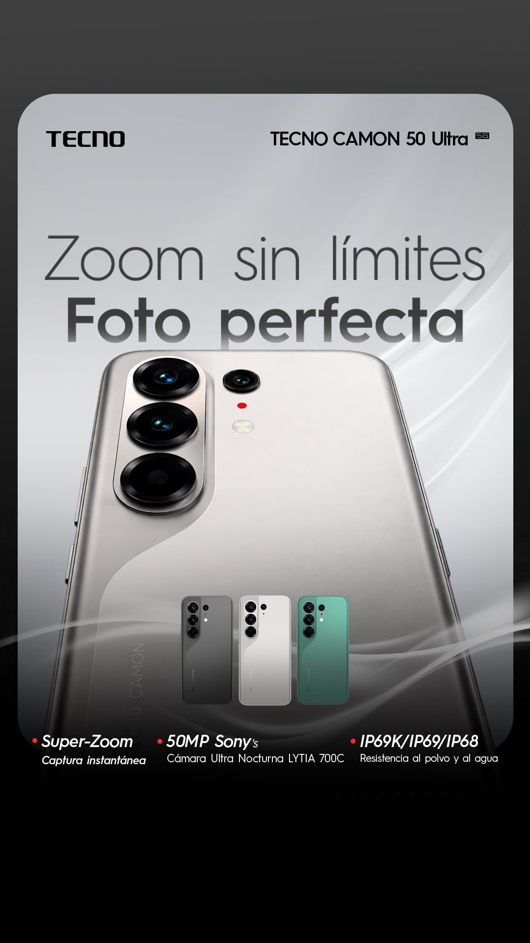 TECNO CAMON 50 ULTRA 5G NEBULA TITANIUM - Tecno-Mobile Tienda Chile