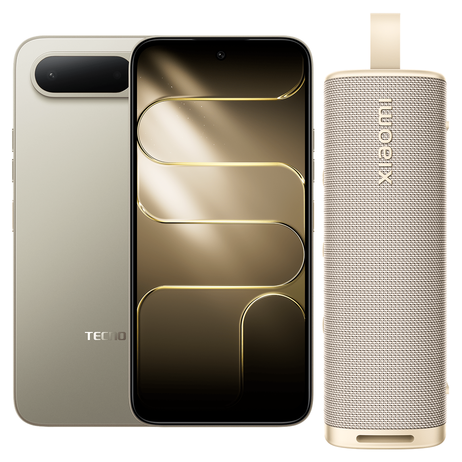 TECNO SPARK 50 5G 256+8GB CHAMPAGNE GOLD + XIAOMI S29H SOUND OUTDOOR 30W GOLDEN - Tecno-Mobile Tienda Chile