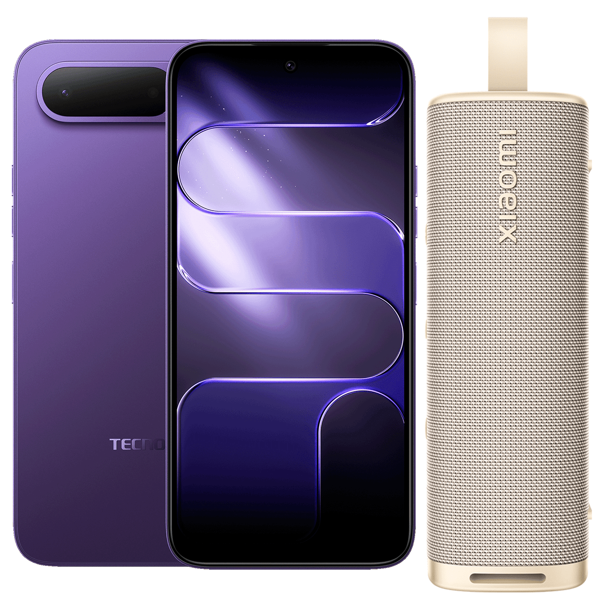 TECNO SPARK 50 5G 256+8GB FANTASY PURPLE + XIAOMI S29H SOUND OUTDOOR 30W GOLDEN - Tecno-Mobile Tienda Chile