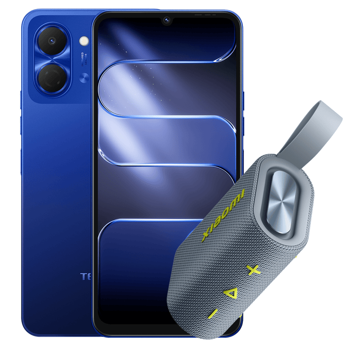 TECNO SPARK GO 3 128+4GB GALAXY BLUE + XIAOMI S28H SOUND POCKET 5W BLUE GRAY - Tecno-Mobile Tienda Chile